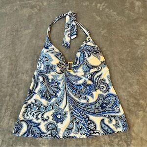 Lauren Ralph Lauren Blue and White Paisley Swim Camisole

#1271